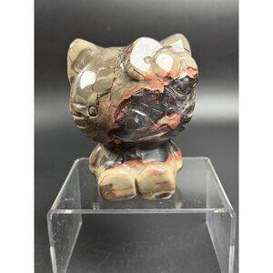 Hello Kitty Stone Carving Natural Ocean Jasper Polished Crystal 3.5" 1lb 2.7oz